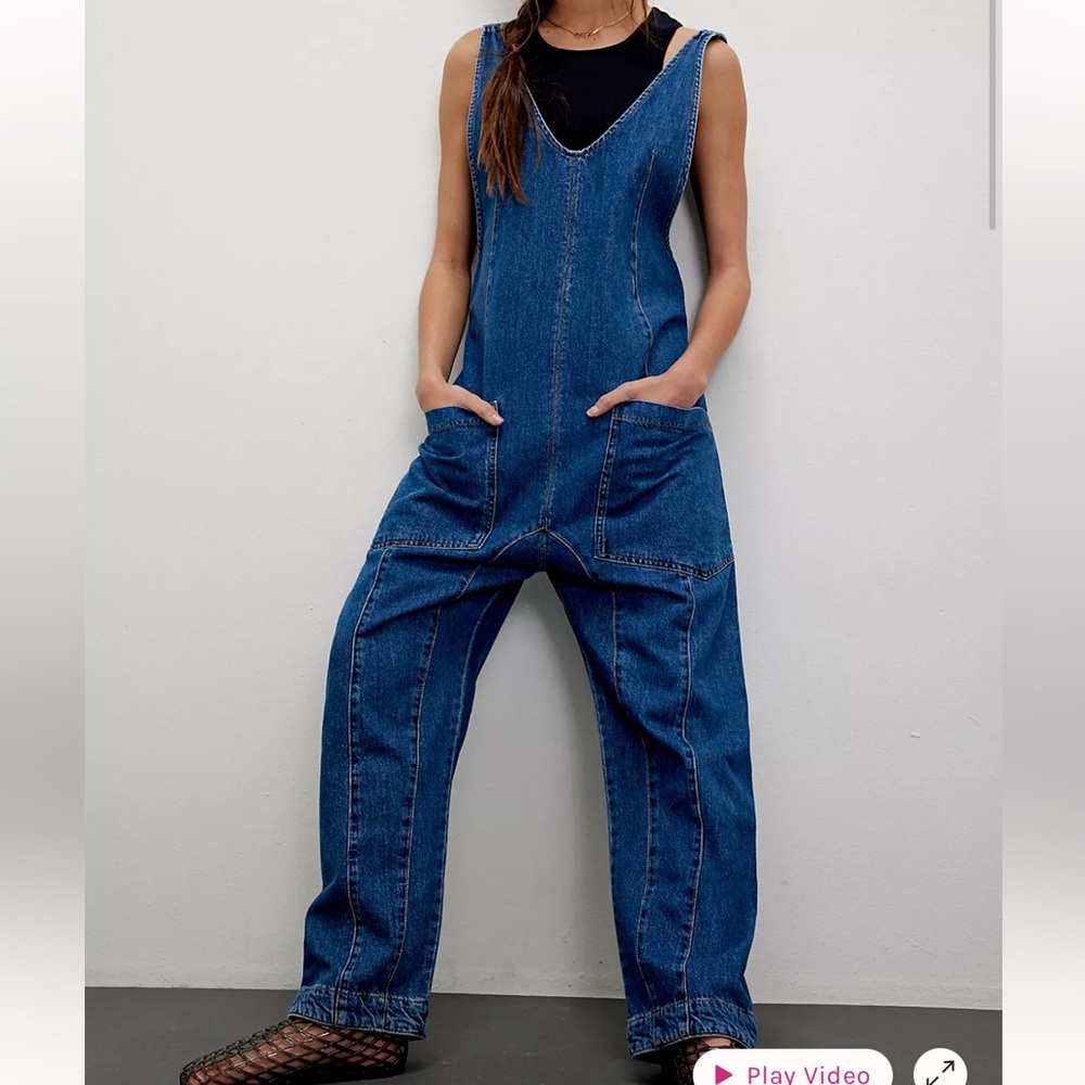 We the Free High Roller Jumpsuit Sapphire Blue